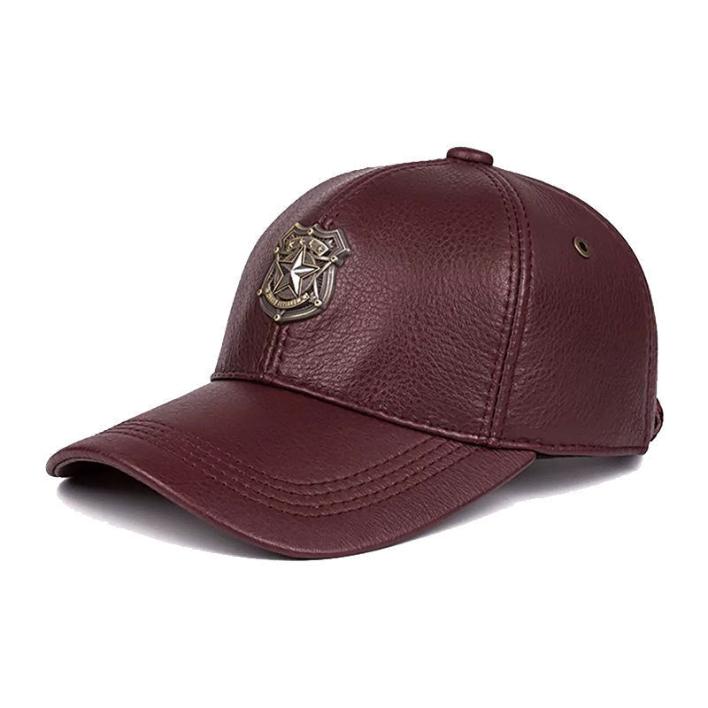 Men’s Warm Sheepskin Leather Hat – Windproof Dome Cap