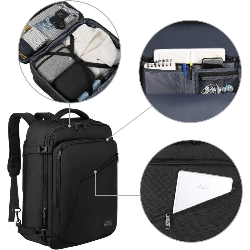Carry On Backpack – Extra Large Expandable Travel Daypack (10.57 gal)