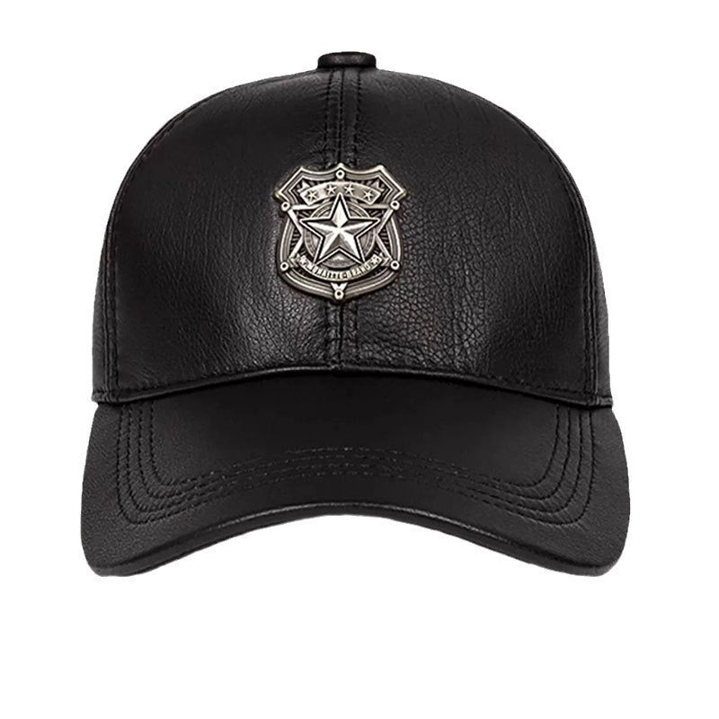 Men’s Warm Sheepskin Leather Hat – Windproof Dome Cap
