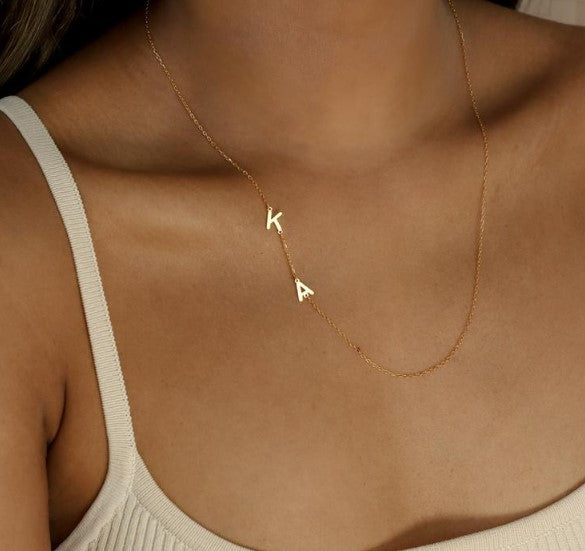 Minimalist Sideways Initial Name Custom Necklace Perfect Gift For Mom