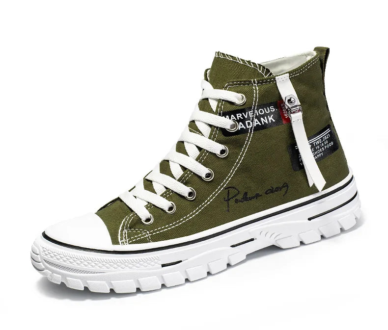 Men's Vulcanized Canvas Shoes: High-Top, Breathable, Platform Sneakers