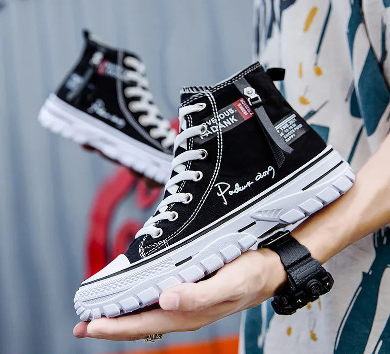 Men's Vulcanized Canvas Shoes: High-Top, Breathable, Platform Sneakers