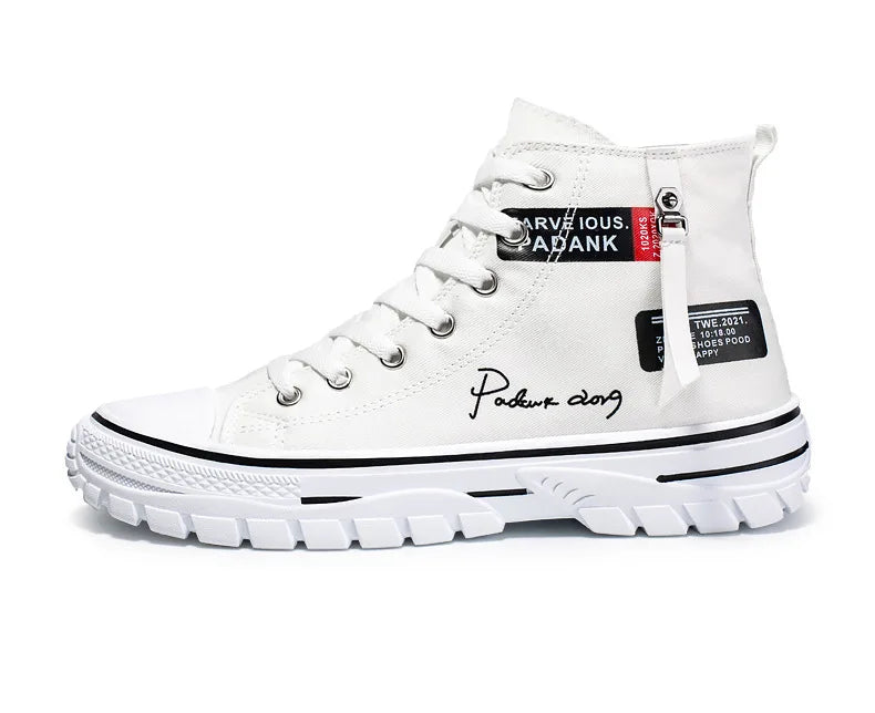 Men's Vulcanized Canvas Shoes: High-Top, Breathable, Platform Sneakers