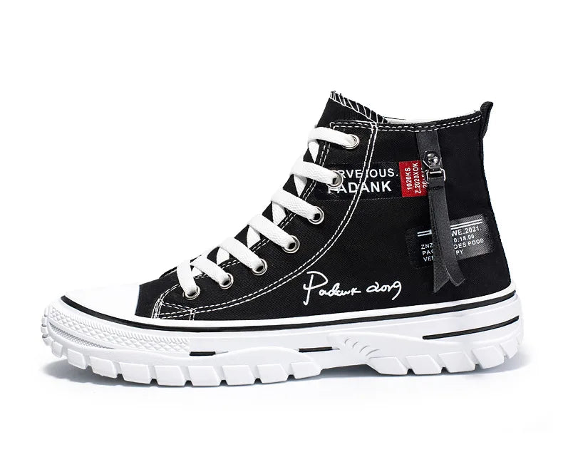 Men's Vulcanized Canvas Shoes: High-Top, Breathable, Platform Sneakers