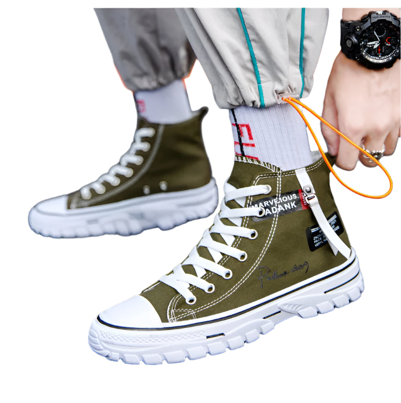 Men's Vulcanized Canvas Shoes: High-Top, Breathable, Platform Sneakers