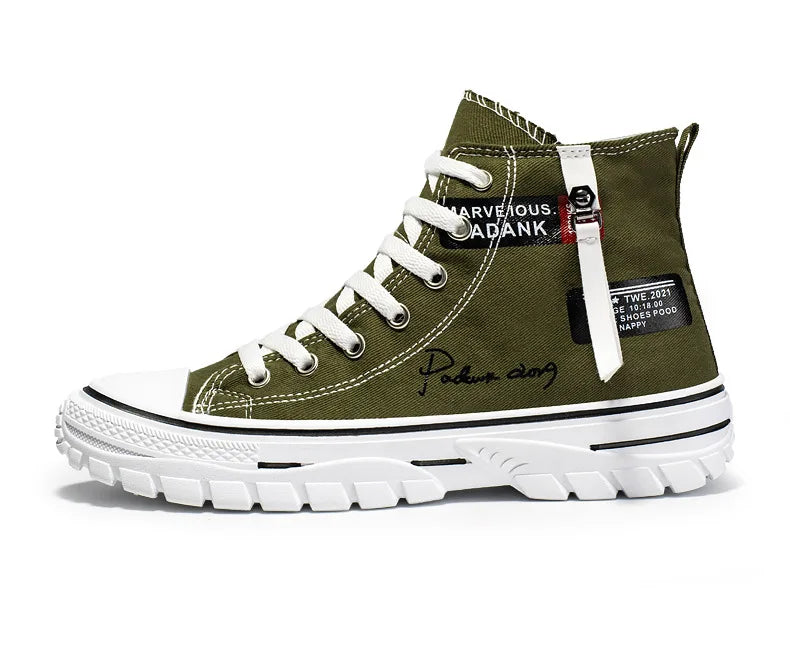 Men's Vulcanized Canvas Shoes: High-Top, Breathable, Platform Sneakers