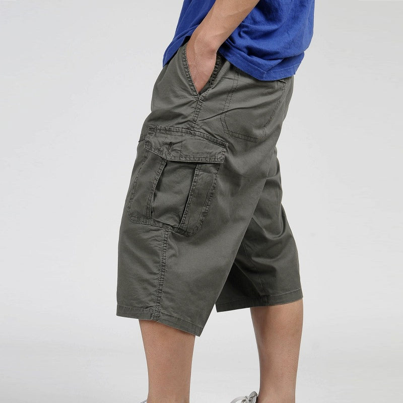 Men's Pure Cotton Workwear Pants: High-Waist, Loose Fit, Extra Large