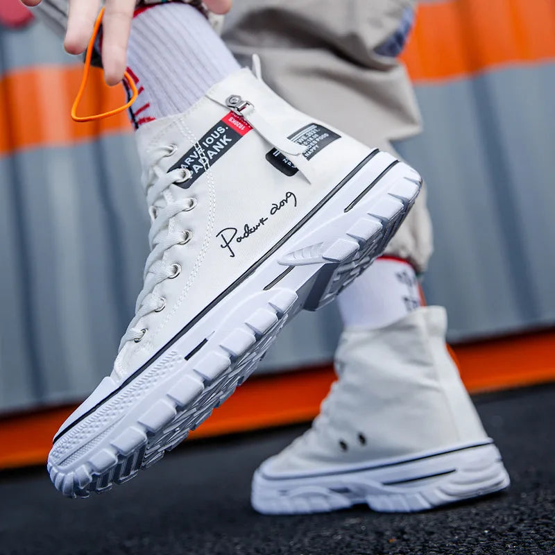 Men's Vulcanized Canvas Shoes: High-Top, Breathable, Platform Sneakers