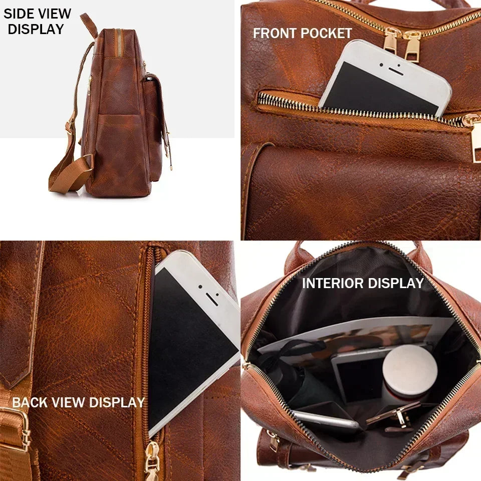Vintage Leather Women’s Backpack – Fashionable Daily Commute & Travel Daypack