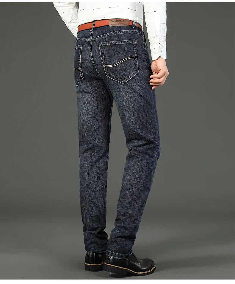 Men's Business Casual Jeans: Slim Straight Stretch Denim