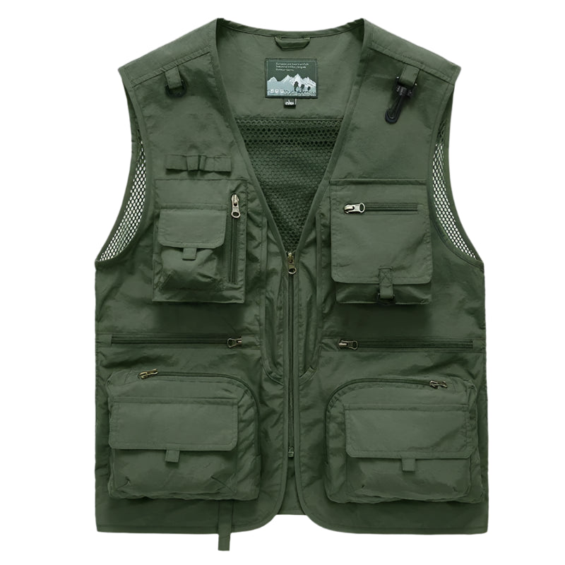 Men’s Tactical Multi-Pocket Mesh Vest – Breathable, Sleeveless, Travel-Ready