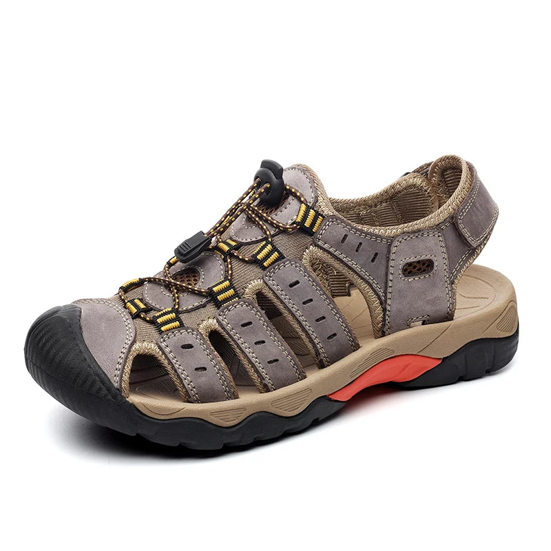 Men’s Soft Genuine Leather Roman Sandals – Outdoor Summer Shoes