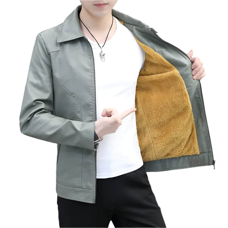 Men's Korean Style Leather Jacket: Slim Fit Lapel, Plus Velvet Warmth