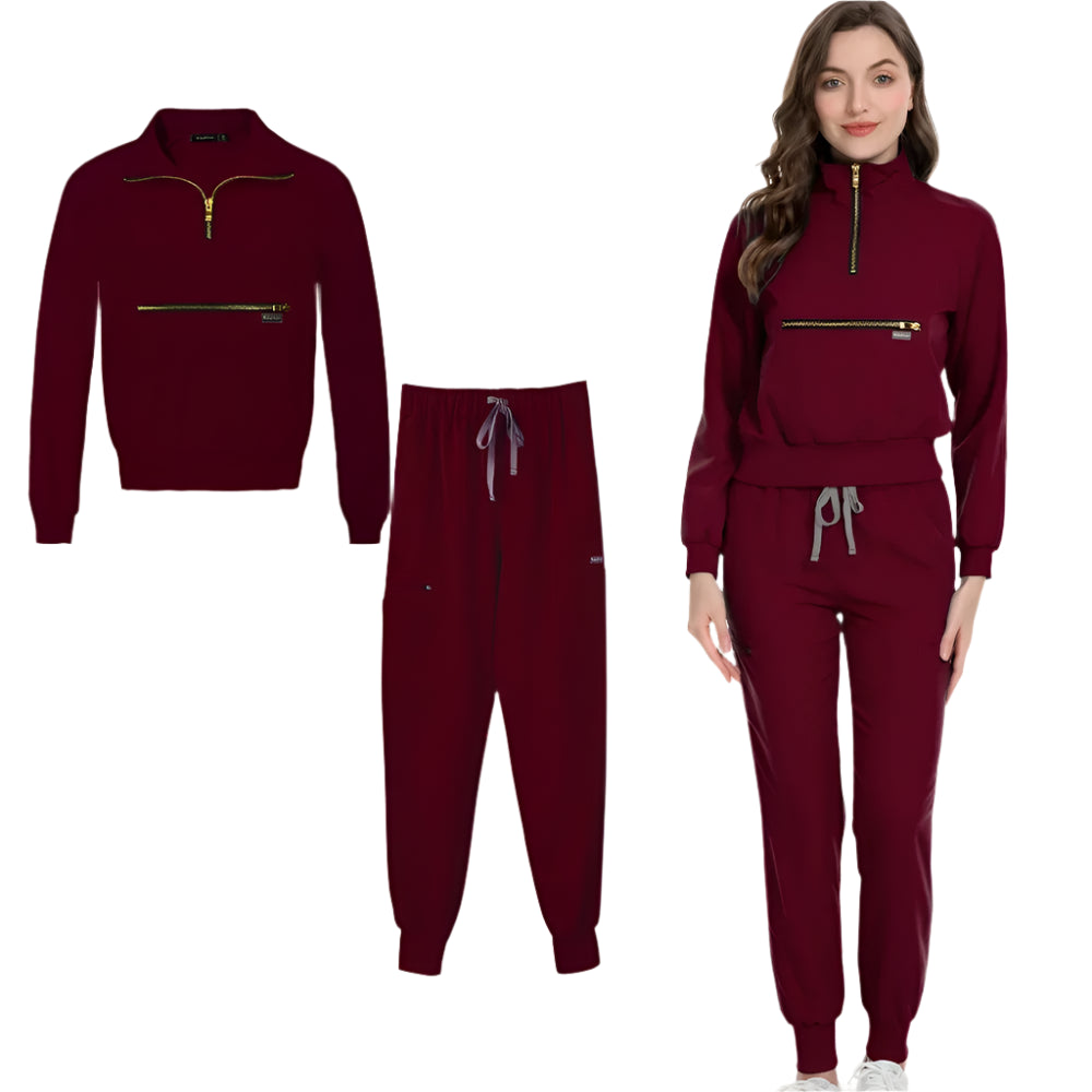 Stylish & Comfortable: Long Sleeve Fashion Medical Scrub Set for All-Day Comfort