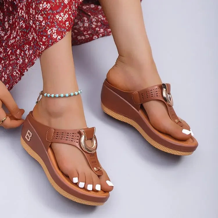 Women's New Summer Wedge Sandals - Open Toe Slip-On Beach Shoes
