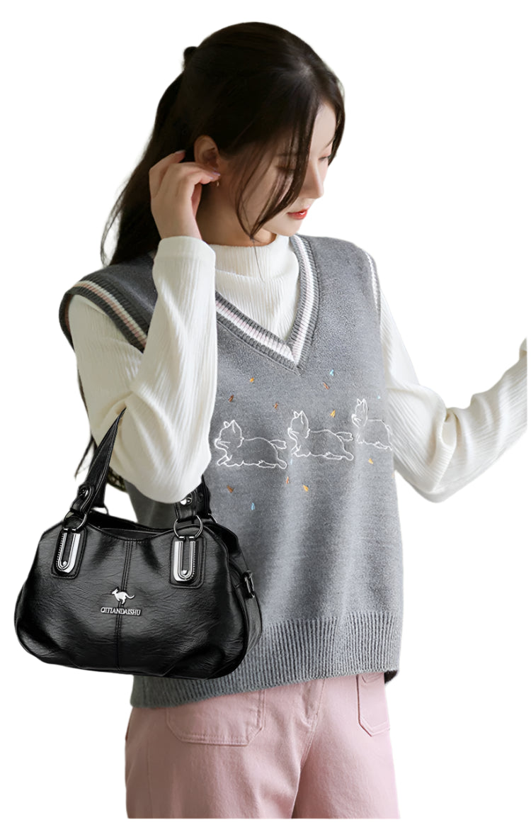 Luxury 3-Layer Handbag - Soft PU Leather Shoulder & Crossbody Bag