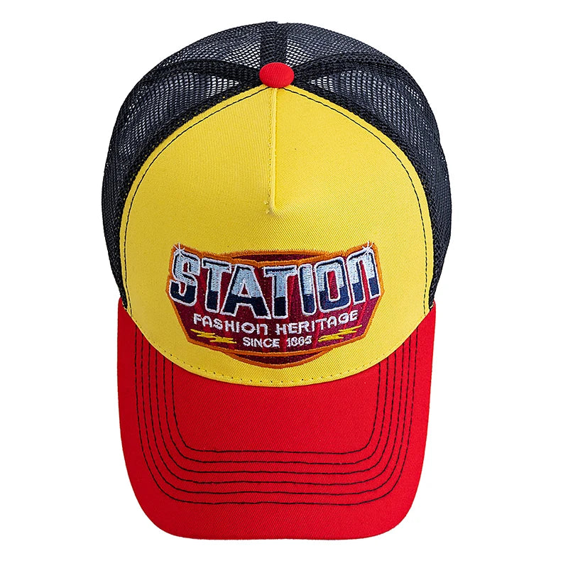 Unisex STATION Letter Mesh Baseball Cap – Breathable Summer Hat