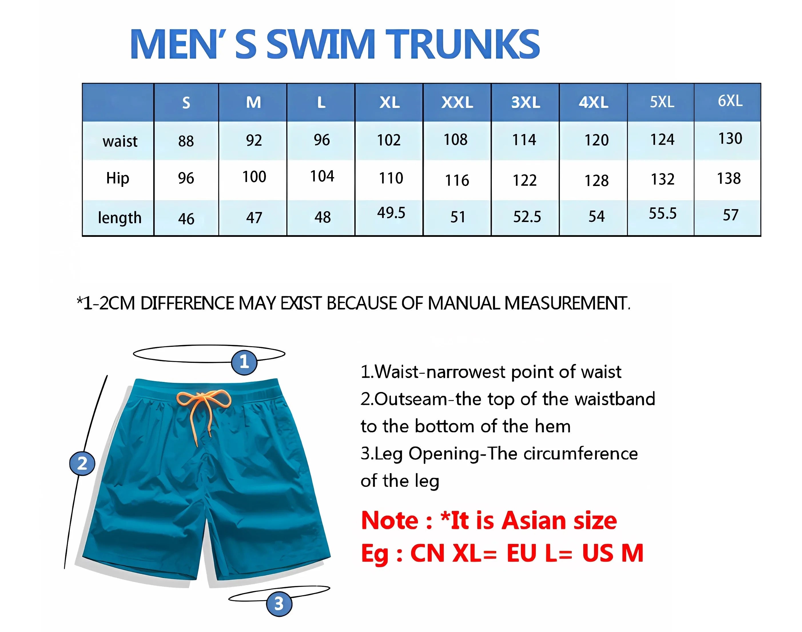 Men’s Palm Tree 3D Board Shorts – Summer Beach Swim Trunks Chart