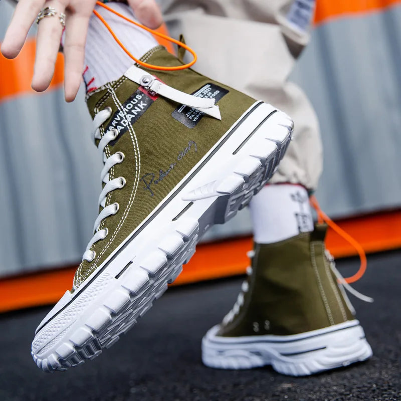 Men's Vulcanized Canvas Shoes: High-Top, Breathable, Platform Sneakers