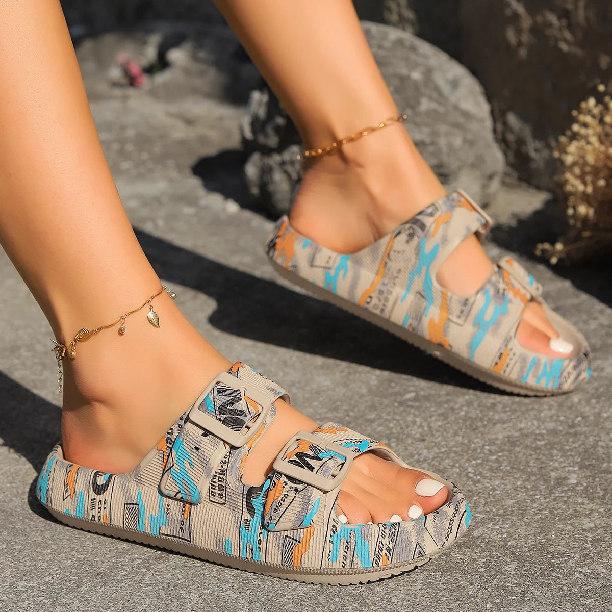 Travel Platform Slippers - Comfortable Soft EVA Adjustable Beach Shoes