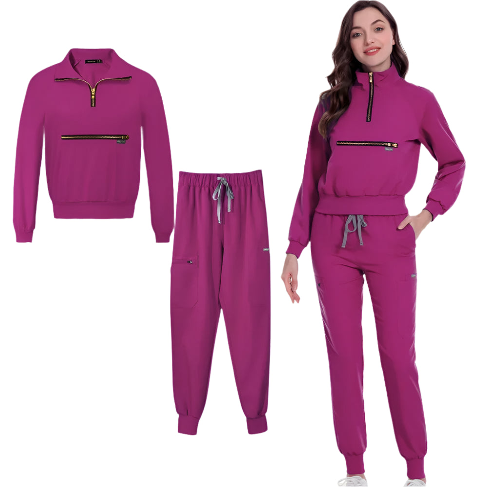 Stylish & Comfortable: Long Sleeve Fashion Medical Scrub Set for All-Day Comfort