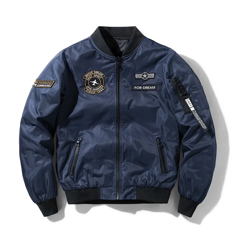 Men's Trendy MA-1 Jacket: Embroidered Casual Flight Style