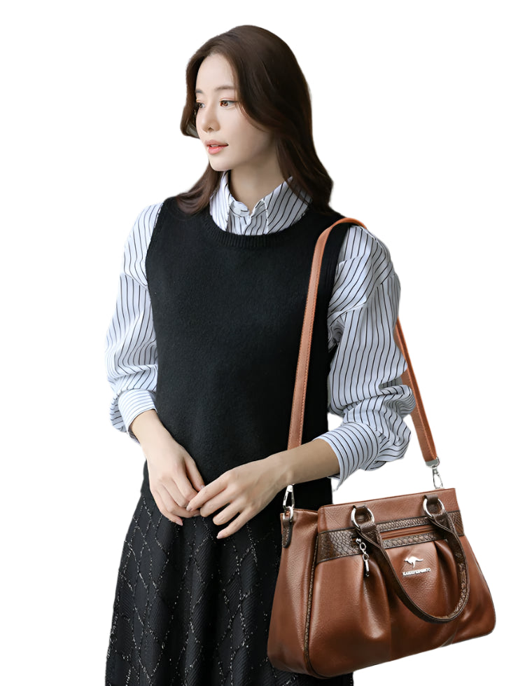 Large Capacity PU Leather Tote – Casual Shoulder Handbag for Women