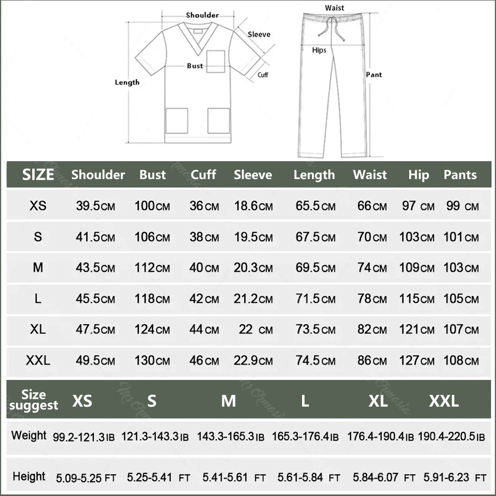 Sparkling Anti Wrinkle Washable Soft Fabric Workwear Jogger Scrubs Chart