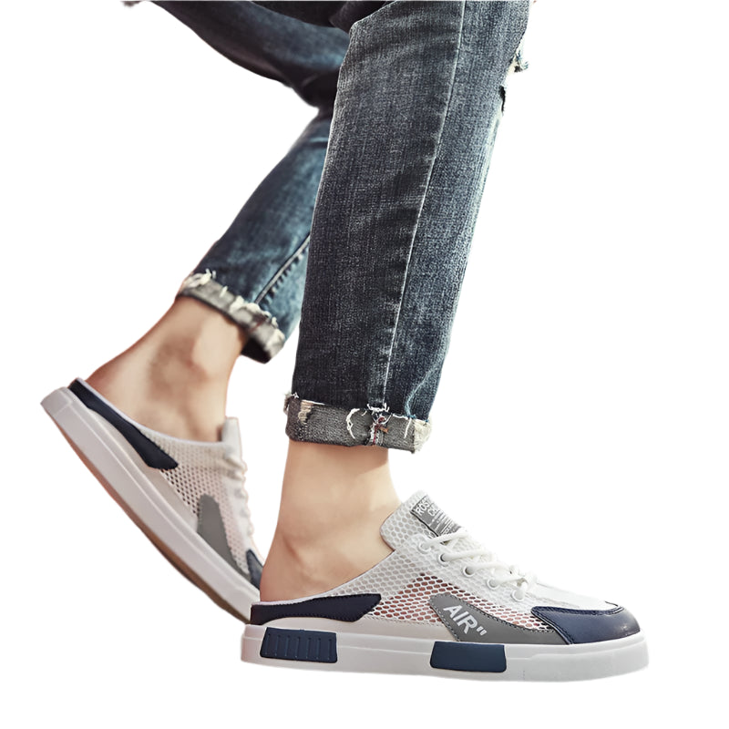 Men's Mesh Slip-On Canvas Mules - Summer Casual Trendy Shoes