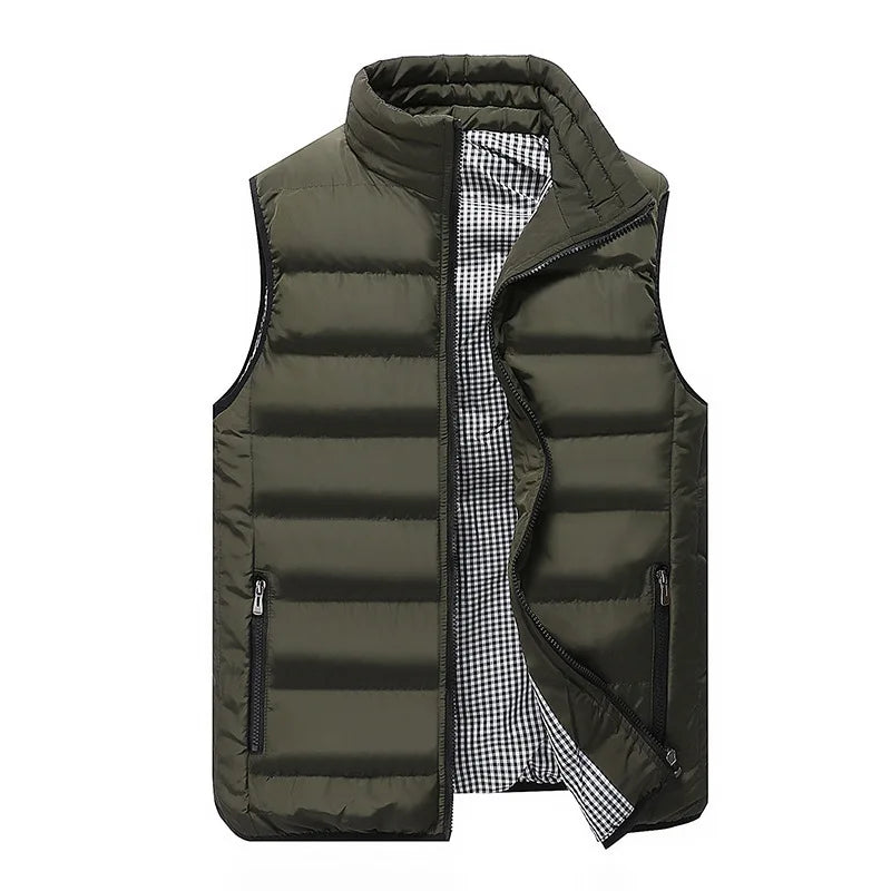 Men's Warm Padded Vest - Slim Fit Stand Collar Winter Waistcoat