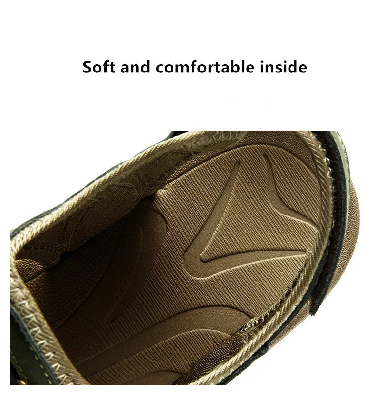 Men’s Soft Genuine Leather Roman Sandals – Outdoor Summer Shoes