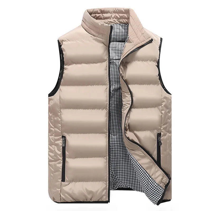 Men's Warm Padded Vest - Slim Fit Stand Collar Winter Waistcoat
