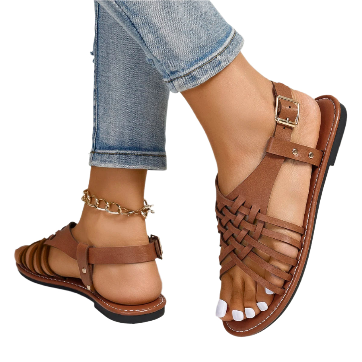 Trendy Cross Strap Flat Sandals – Summer Anti-Slip Beach Shoes