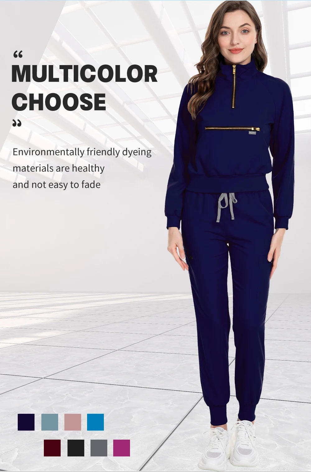 Stylish & Comfortable: Long Sleeve Fashion Medical Scrub Set for All-Day Comfort