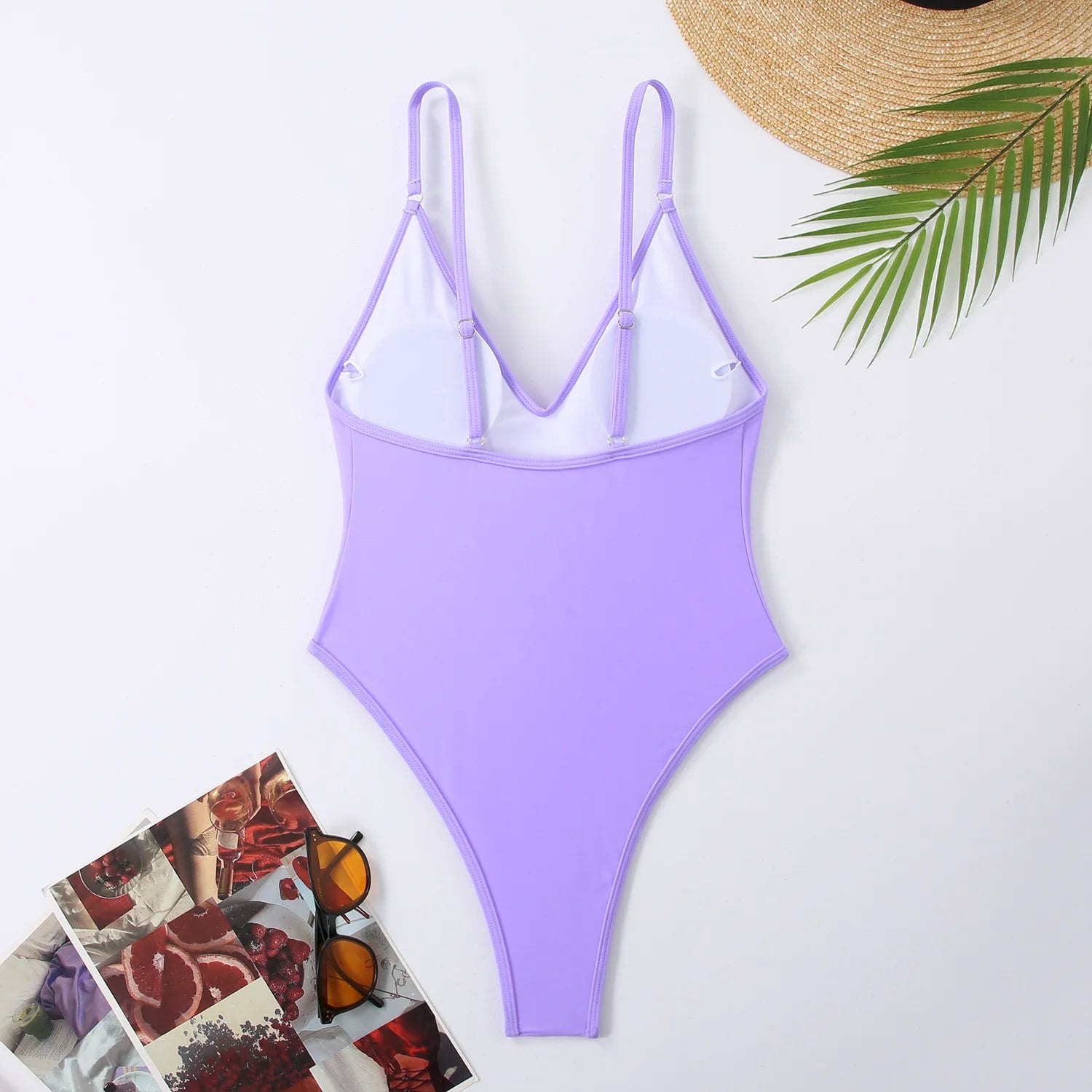 New Sexy One Piece Swimsuit: Solid Neon Yellow Thong Monokini