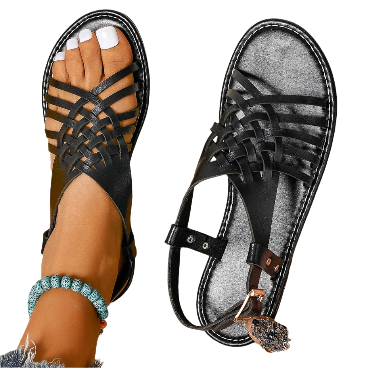 Trendy Cross Strap Flat Sandals – Summer Anti-Slip Beach Shoes