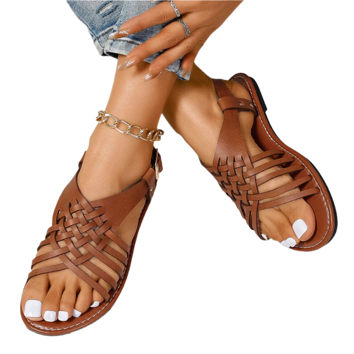 Trendy Cross Strap Flat Sandals – Summer Anti-Slip Beach Shoes