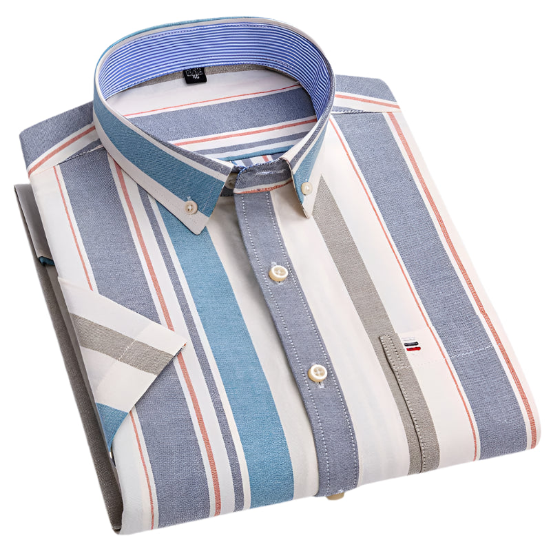 Short Sleeve Men’s 100% Cotton Oxford Plaid Summer wear Shirt – 7XL