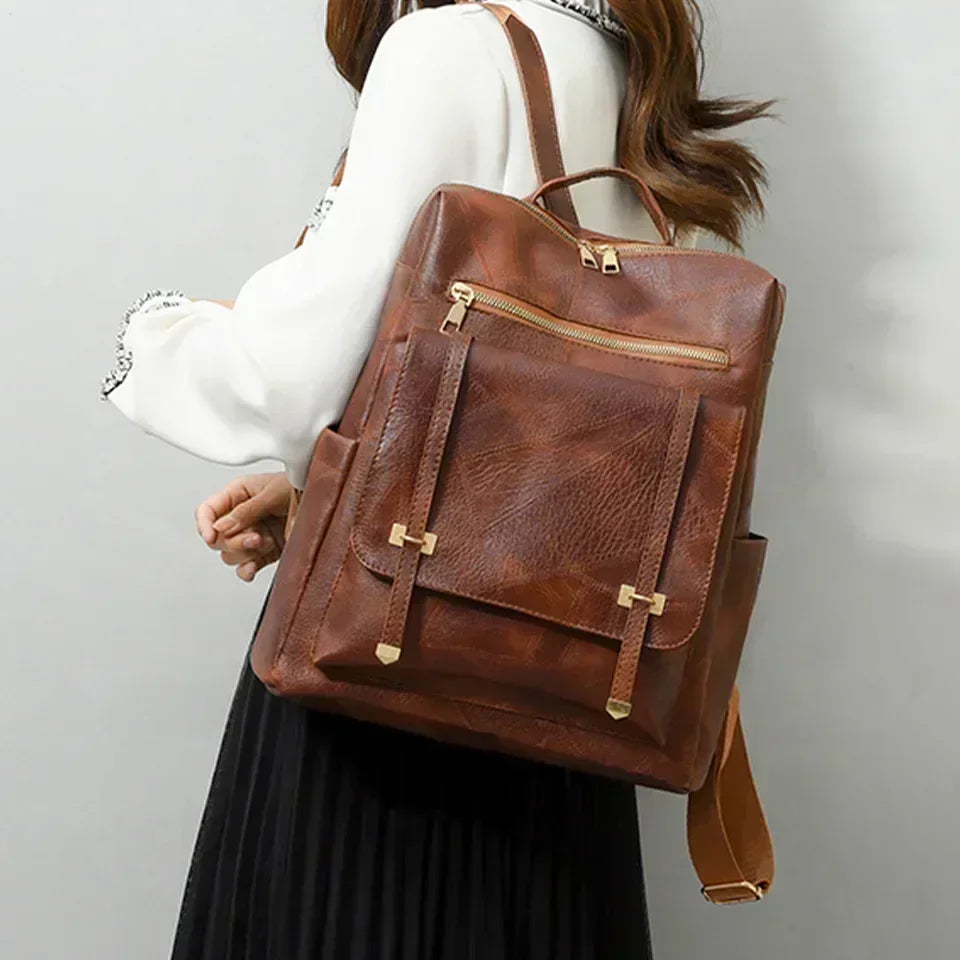 Vintage Leather Women’s Backpack – Fashionable Daily Commute & Travel Daypack