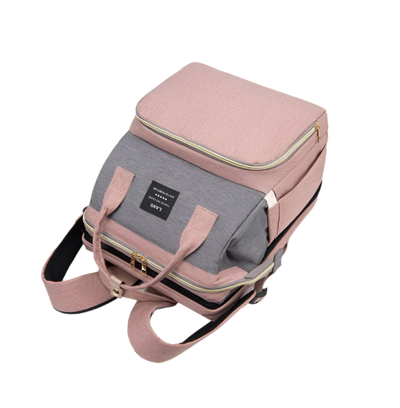 Folding Mommy Bag with Portable Crib – On-the-Go All-in-One Diaper Backpack