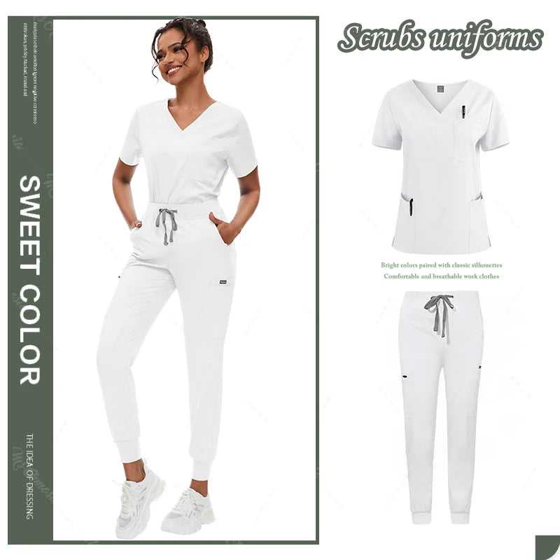 Sparkling Anti Wrinkle Washable Soft Fabric Workwear Jogger Scrubs