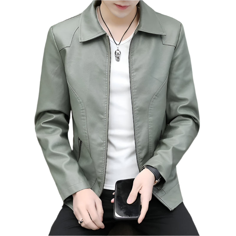 Men's Korean Style Leather Jacket: Slim Fit Lapel, Plus Velvet Warmth