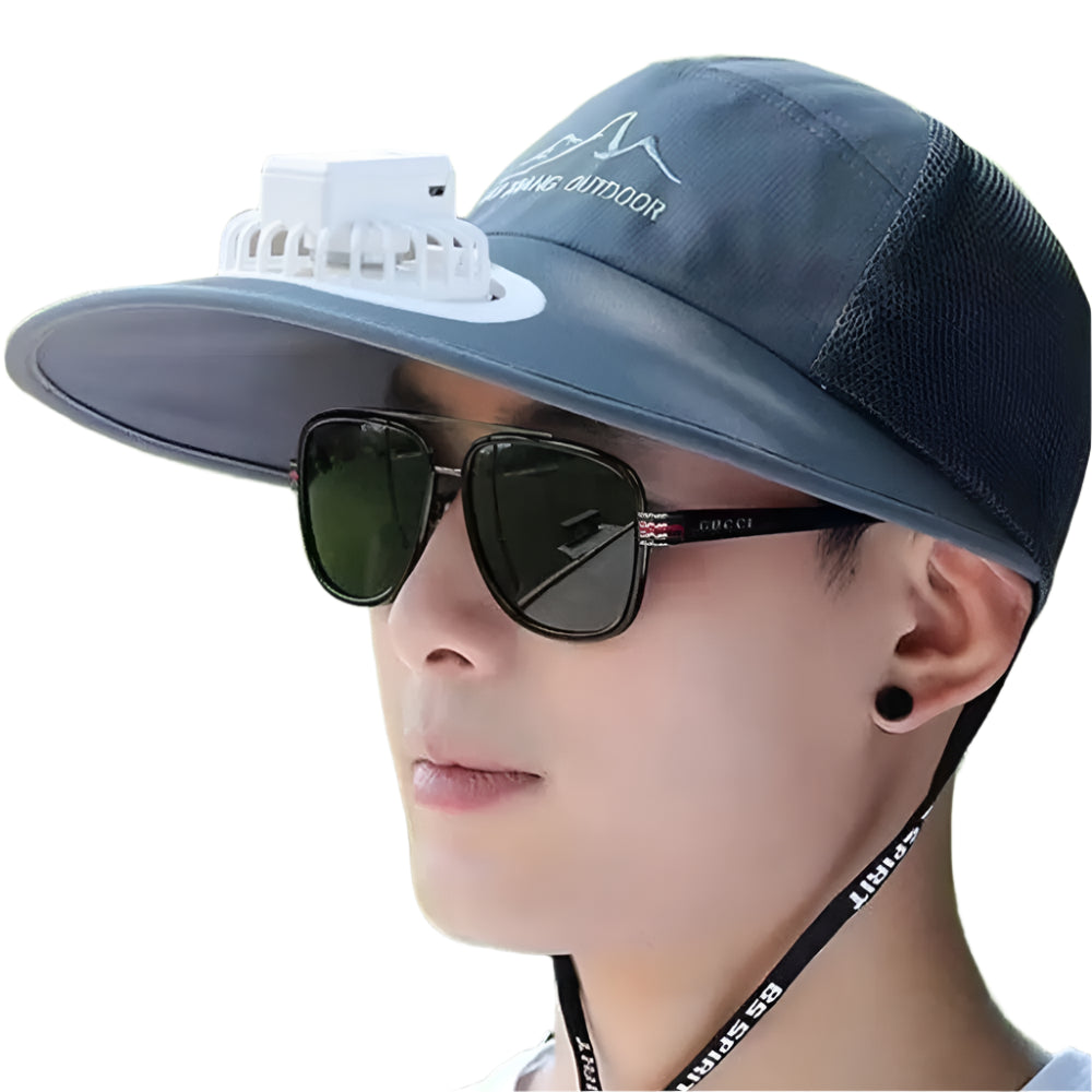 Large Brim Fan Hat - Rechargeable UV Protection Sun Shading Cap