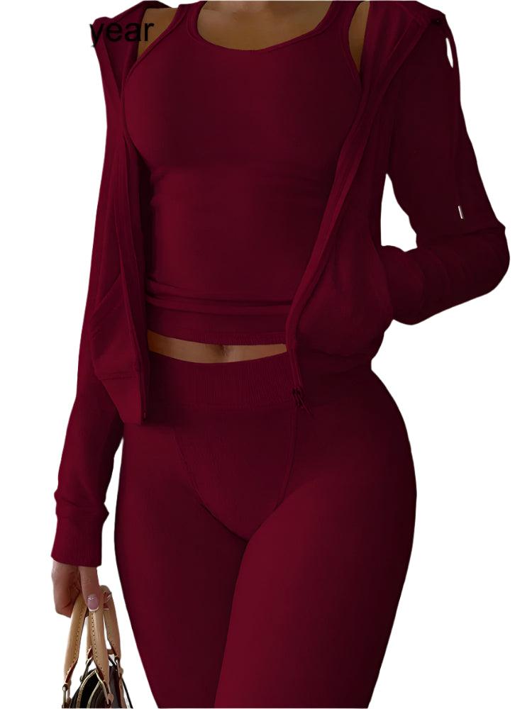 Fall/Winter 3-Piece Sweatpants Hoodie Velvet and Sweat Suit Set - JVMCL