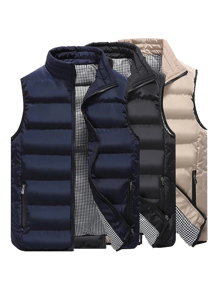 Men's High-End Cotton Vest Jacket – Thick Sleeveless Winter Waistcoat