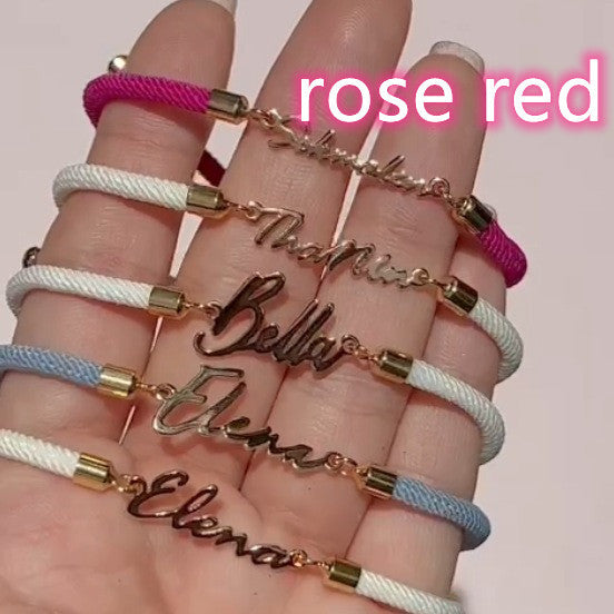 Adjustable Personalized  Name Colorful Rope Chain Custom Bracelet Jewelry