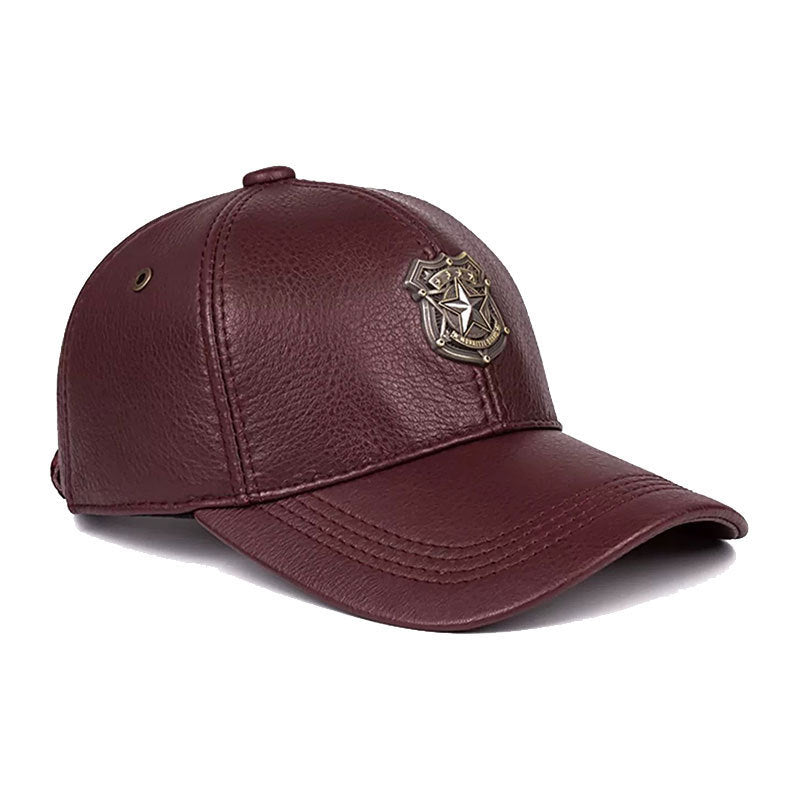 Men’s Warm Sheepskin Leather Hat – Windproof Dome Cap