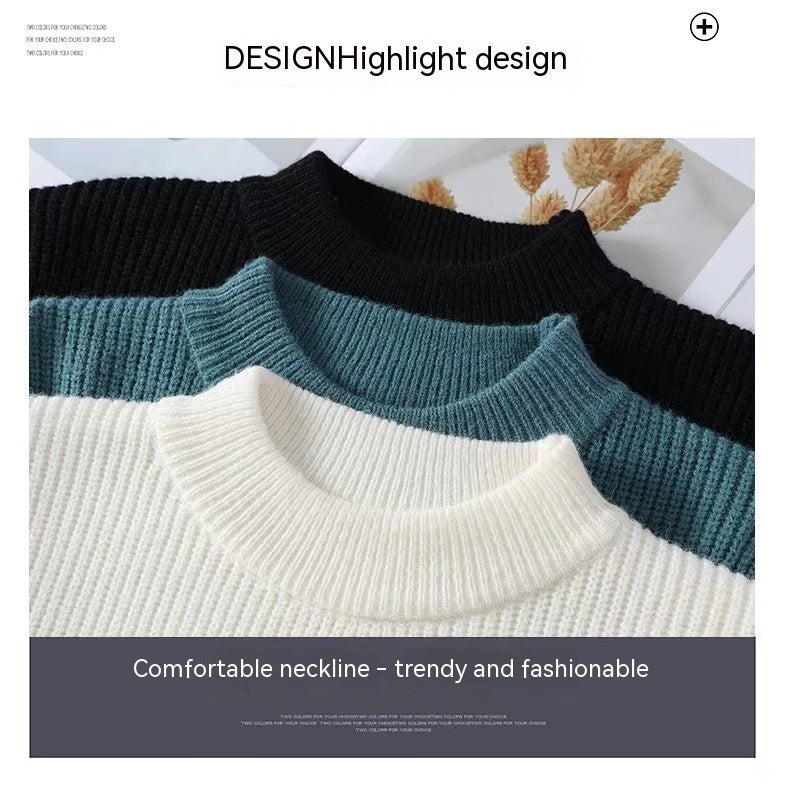 Three sweaters with different necklines on a white background