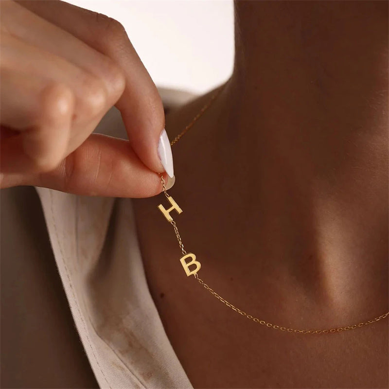 Minimalist Sideways Initial Name Custom Necklace Perfect Gift For Mom