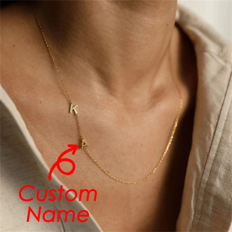 Minimalist Sideways Initial Name Custom Necklace Perfect Gift For Mom